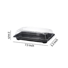 51420-Disposable Black Sushi Trays with Clear Lid Sushi Packaging Boxes Carry Out Containers(Medium)