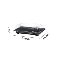51419-Disposable Black Sushi Trays with Clear Lid Sushi Packaging Boxes Carry Out Containers(Small)