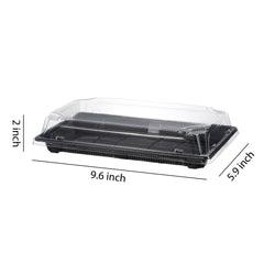 51421-Disposable Black Sushi Trays with Clear Lid Sushi Packaging Boxes Carry Out Containers(Large)