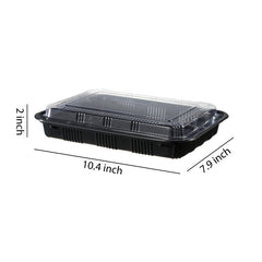 51430-Black Sushi Trays with Lids Plastic Sushi Containers Disposable Sushi Box(XXL)