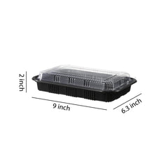 51429-Black Sushi Trays with Lids Plastic Sushi Containers Disposable Sushi Box(XL)