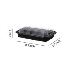51428-Black Sushi Trays with Lids Plastic Sushi Containers Disposable Sushi Box(L)
