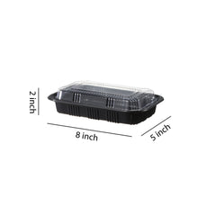 51427-Black Sushi Trays with Lids Plastic Sushi Containers Disposable Sushi Box(M)