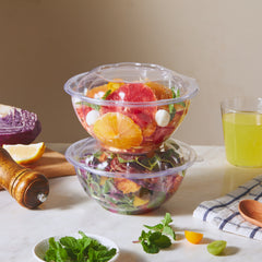 51432-Disposable Plastic Salad Bowls with Lids Clear Plastic Bowls Takeout Containers 150Pack(32 Ounce)