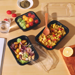 51425-Black Sushi Trays with Lids Plastic Sushi Containers Disposable Sushi Box(XS)