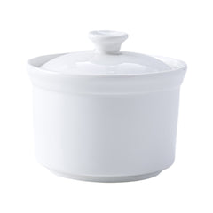 51098-4"white ceramic SOUP BOWL WITH LID-48/Case