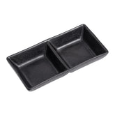 51222 - Matte Black 5.75" Rectanglar Porcelain Soy Sauce Dish, 2 Compartment, 48/Case