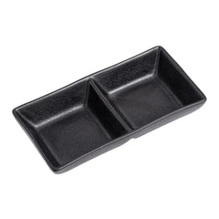 51222 - Matte Black 5.75" Rectanglar Porcelain Soy Sauce Dish, 2 Compartment, 48/Case
