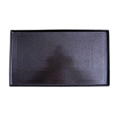51204 - Dark Brown 12" Rimmed Rectanglar Porcelain Serving Platter, 12/Case