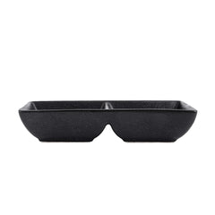 51222 - Matte Black 5.75" Rectanglar Porcelain Soy Sauce Dish, 2 Compartment, 48/Case