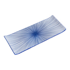 51252- Blue Radial 12" Rectanglar Porcelain Flat Plate, Sushi Plate, 16/Case
