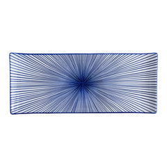 51252- Blue Radial 12" Rectanglar Porcelain Flat Plate, Sushi Plate, 16/Case