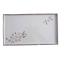 51180 - Pink Sakura 12" Rimmed Rectanglar Porcelain Serving Platter, 12/Case