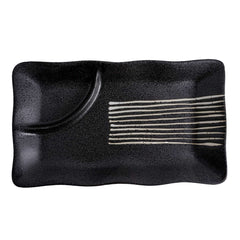 51049-CEREMIC BLACK MATTE DIVIDED PLATE-20/Case