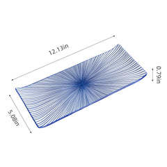 51252- Blue Radial 12" Rectanglar Porcelain Flat Plate, Sushi Plate, 16/Case