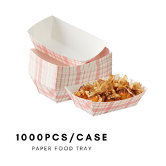 51374-防油紙質食品托盤,重型牛皮紙食品托,一次性紙質食品船,紅色格子(1000個,1磅)