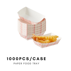 51373-防油紙質食品托盤,重型牛皮紙食品托,一次性紙質食品船,紅色格子(1000個裝,1/2磅)