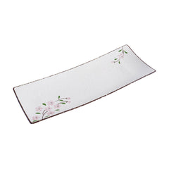 51178- Pink Sakura 12" Rectanglar Porcelain Flat Plate, Sushi Plate, 16/Case
