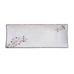 51178- Pink Sakura 12" Rectanglar Porcelain Flat Plate, Sushi Plate, 16/Case