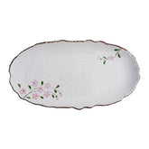 51176 - Pink Sakura 14" Oval Serving Platters Irregular Edge Porcelain Plate, 12/Case