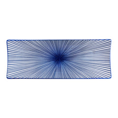 51251- Blue Radial 12" Rectanglar Porcelain Flat Plate, Sushi Plate, 16/Case