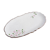 51177 - Pink Sakura 12" Oval Serving Platters Irregular Edge Porcelain Plate, 12/Case