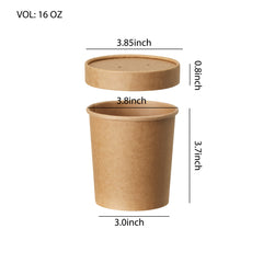 51397-DealbyBox Disposable Kraft Paper Soup Cups with Lids, Paper Food Containers, Ice Cream Cups, To Go Bowls for Hot and Cold Food Combo Pack (250 Sets,16oz)
