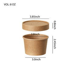 51395-DealbyBox Disposable Kraft Paper Soup Cups with Lids, Paper Food Containers, Ice Cream Cups, To Go Bowls for Hot and Cold Food Combo Pack (250 Sets,8oz)