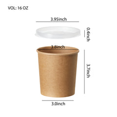 51393-DealbyBox Disposable Kraft Paper Soup Cups with Lids, Paper Food Containers, Ice Cream Cups, To Go Bowls for Hot and Cold Food Combo Pack (250 Sets,16oz)