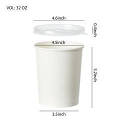51390-DealbyBox Disposable Kraft Paper Soup Cups with Lids, Paper Food Containers, Ice Cream Cups, To Go Bowls for Hot and Cold Food Combo Pack (250 Sets,32oz)