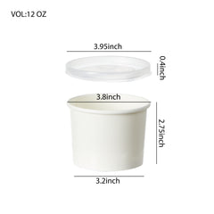 51388-DealbyBox Disposable Kraft Paper Soup Cups with Lids, Paper Food Containers, Ice Cream Cups, To Go Bowls for Hot and Cold Food Combo Pack (250 Sets,12oz)