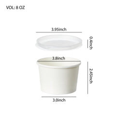 51387-DealbyBox Disposable Kraft Paper Soup Cups with Lids, Paper Food Containers, Ice Cream Cups, To Go Bowls for Hot and Cold Food Combo Pack (250 Sets,8oz)