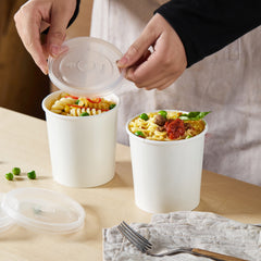 51389-DealbyBox Disposable Kraft Paper Soup Cups with Lids, Paper Food Containers, Ice Cream Cups, To Go Bowls for Hot and Cold Food Combo Pack (250 Sets,16oz)