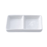 51109-4"x2.5"Ceramic Rectangle 2 Compartment/divided Sauce Dish-144/Case