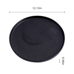 51226 - Matte Black 12" Rimmed Round Porcelain Coupe Plate, 8/Case