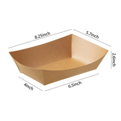 51382-Paper Food Trays Greaseproof, Heavy Duty Kraft Food Holders, Disposable Paper Food Boats(500pack,5LB)