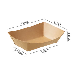 51381-Paper Food Trays Greaseproof, Heavy Duty Kraft Food Holders, Disposable Paper Food Boats(500pack,3LB)