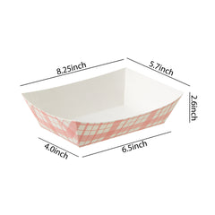 51376-Paper Food Trays Greaseproof, Heavy Duty Kraft Food Holders, Disposable Paper Food Boats, Red-Checkered(500pack,5LB)