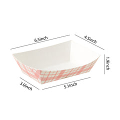 51375-Paper Food Trays Greaseproof, Heavy Duty Kraft Food Holders, Disposable Paper Food Boats, Red-Checkered(500pack,2-1/2LB)