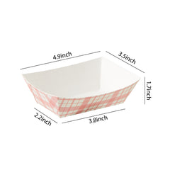 51374-防油紙質食品托盤,重型牛皮紙食品托,一次性紙質食品船,紅色格子(1000個,1磅)