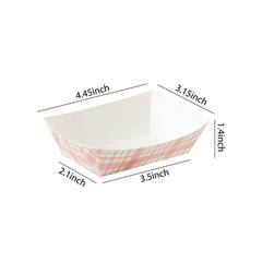 51373-防油紙質食品托盤,重型牛皮紙食品托,一次性紙質食品船,紅色格子(1000個裝,1/2磅)