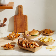 51377-Paper Food Trays Greaseproof, Heavy Duty Kraft Food Holders, Disposable Paper Food Boats(1000pack,1/4LB)