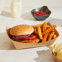 51381-Paper Food Trays Greaseproof, Heavy Duty Kraft Food Holders, Disposable Paper Food Boats(500pack,3LB)