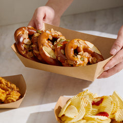 51382-Paper Food Trays Greaseproof, Heavy Duty Kraft Food Holders, Disposable Paper Food Boats(500pack,5LB)