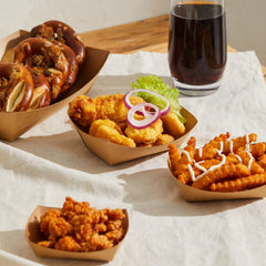 51379-Paper Food Trays Greaseproof, Heavy Duty Kraft Food Holders, Disposable Paper Food Boats(1000pack,1LB)