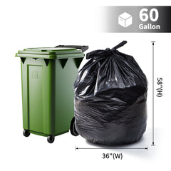 51161 - Trash Bags 55-60 Gallon Black Heavy Duty Garbage Can Liners, 36” x 58”,100/Case