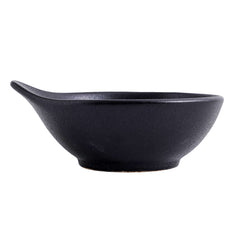 51231 - Matte Black 4.25" Porcelain Dip Bowl, Soy Sauce Dish with Handle, 72/Case