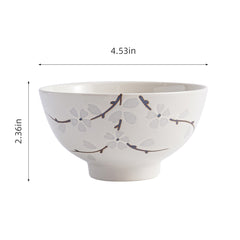 51236 - White Sakura 4.5" Porcelain Small Bowl 10 OZ Dessert Bowl, 48/Case