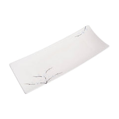 51240- White Sakura 14" Rectanglar Porcelain Flat Plate, Sushi Plate, 12/Case