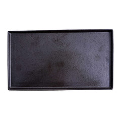 51205 - Dark Brown 14" Rimmed Rectanglar Porcelain Serving Platter, 8/Case